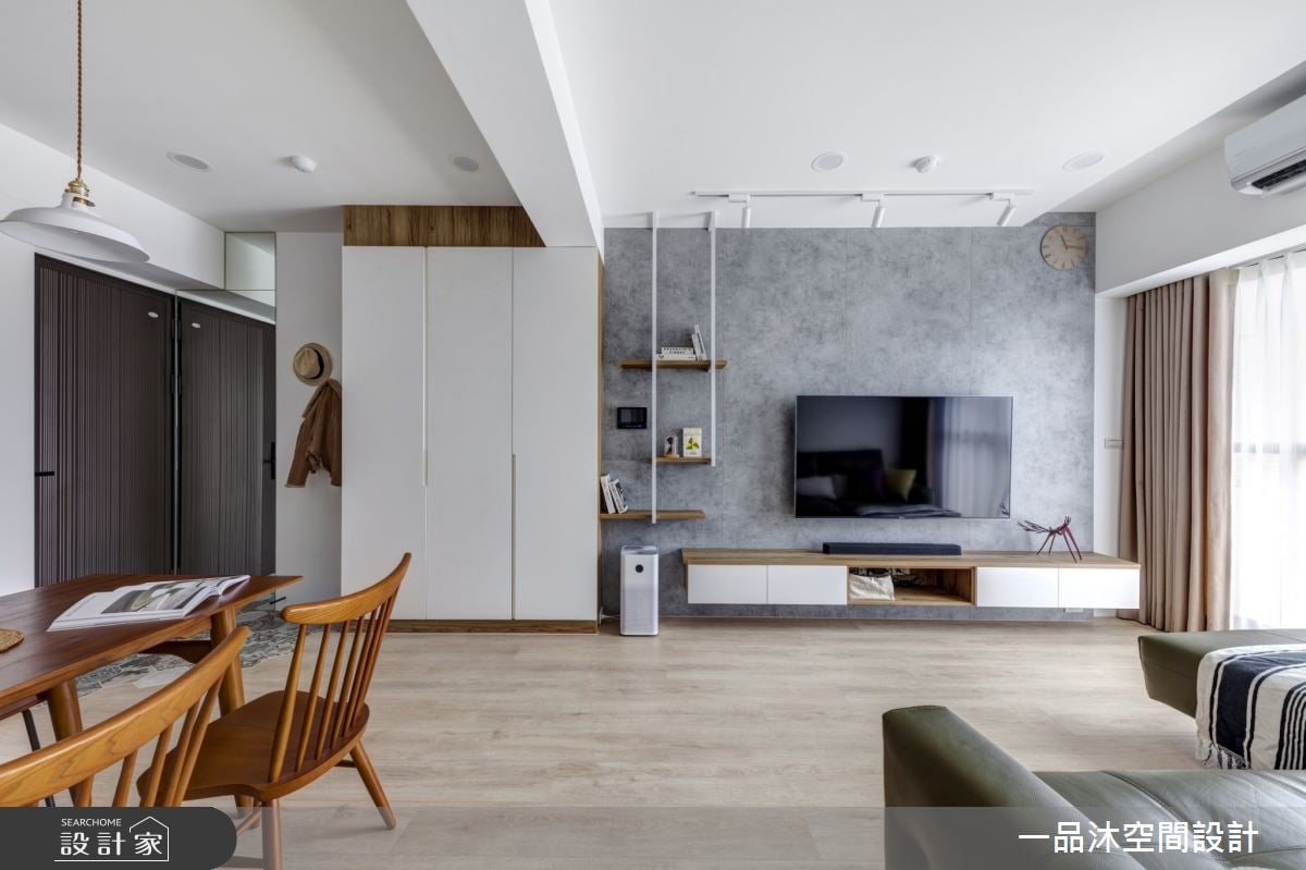 18坪新成屋以特色花磚與溫暖木質，為一家三口實現收納滿分的現代風的特...