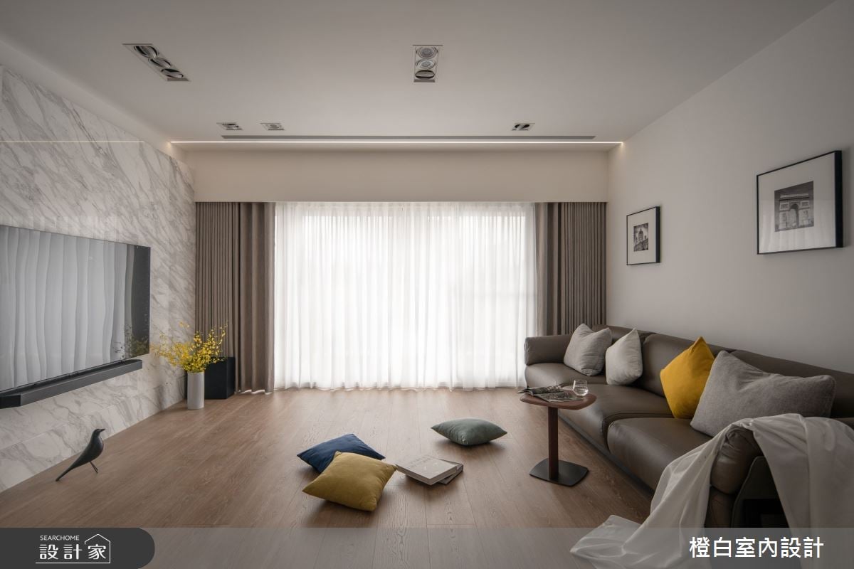 42坪中古屋翻新現代人文機能宅！石紋與原木激盪靈感火花，中島吧檯延展...