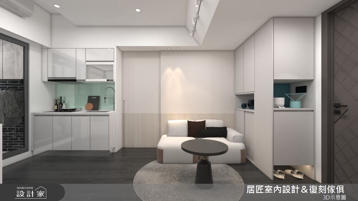 14 坪現代風空間的極致應用！房門隱形術創造舒適小坪數日常