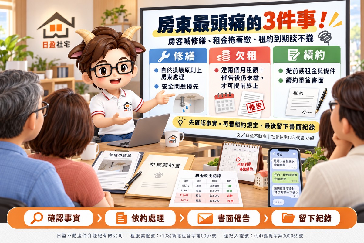 房東最頭痛的3件事！房客喊修繕、租金拖著繳、租約到期談不攏　日盈小編...