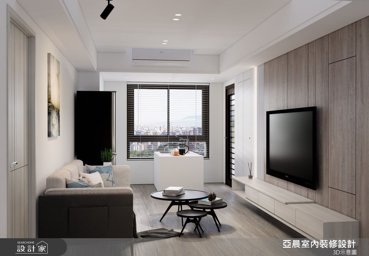 都會首選16坪單身療癒小宅！玄關開放櫃、木質電視牆與窗邊吧檯，享受寬...