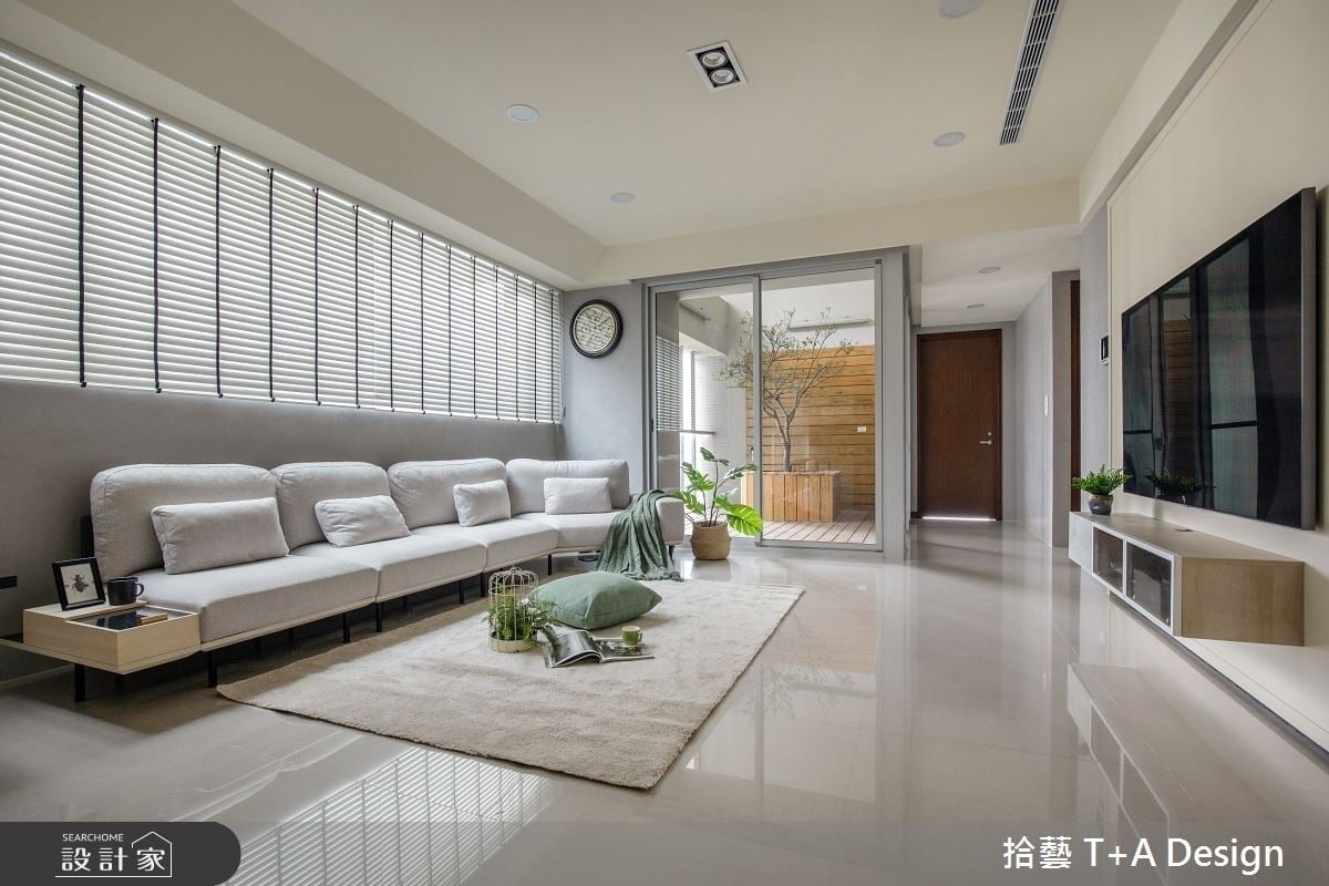 注入陽光的療癒天井陽台！35坪現代風親子宅，抹去狹長格局的陰暗感受