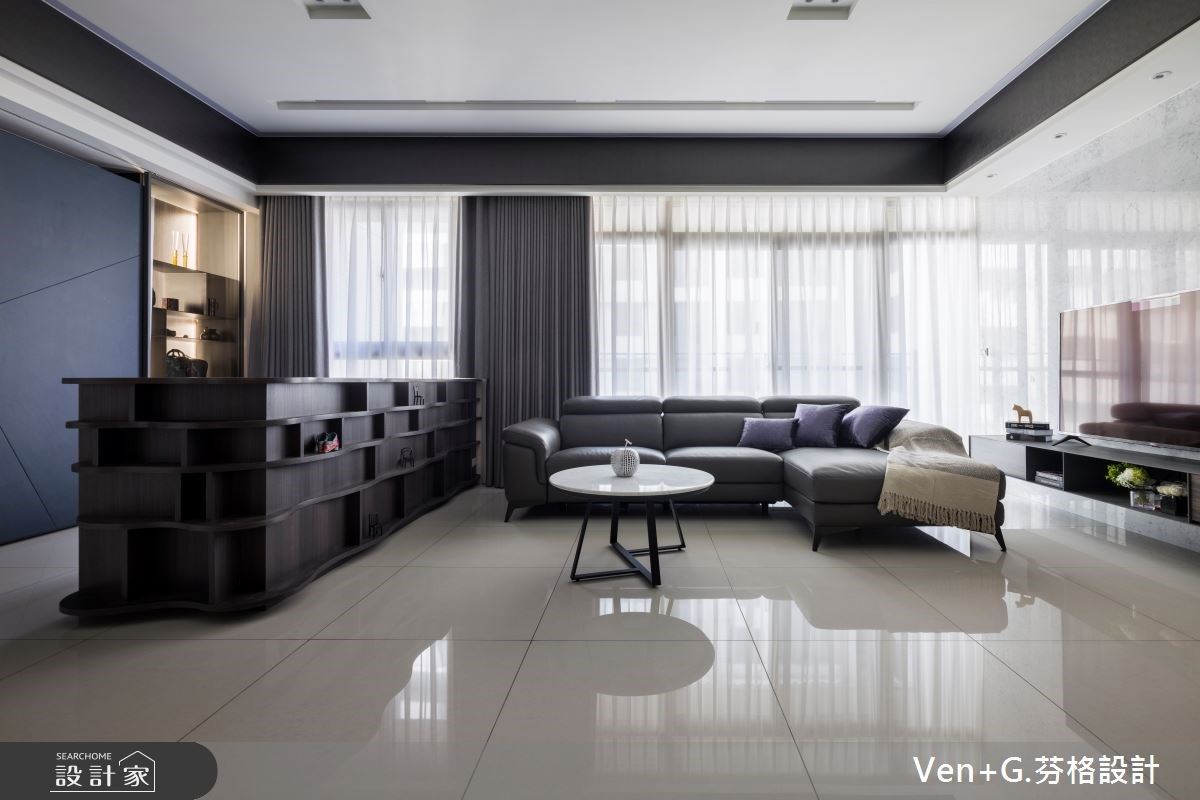 35坪藍調理性現代宅，照明設計讓白天夜晚帶給你全然不同的居住感受