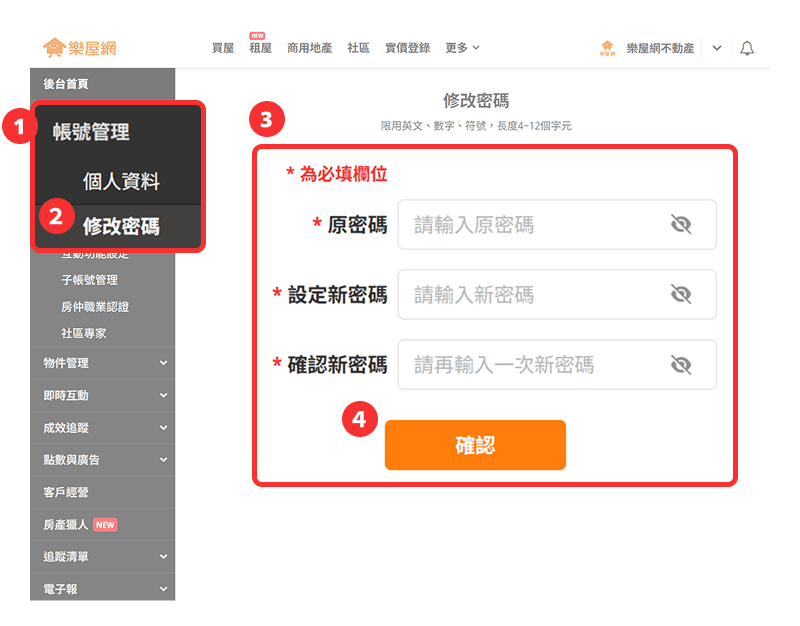 如何修改密碼流程圖。（圖片來源：樂屋網）