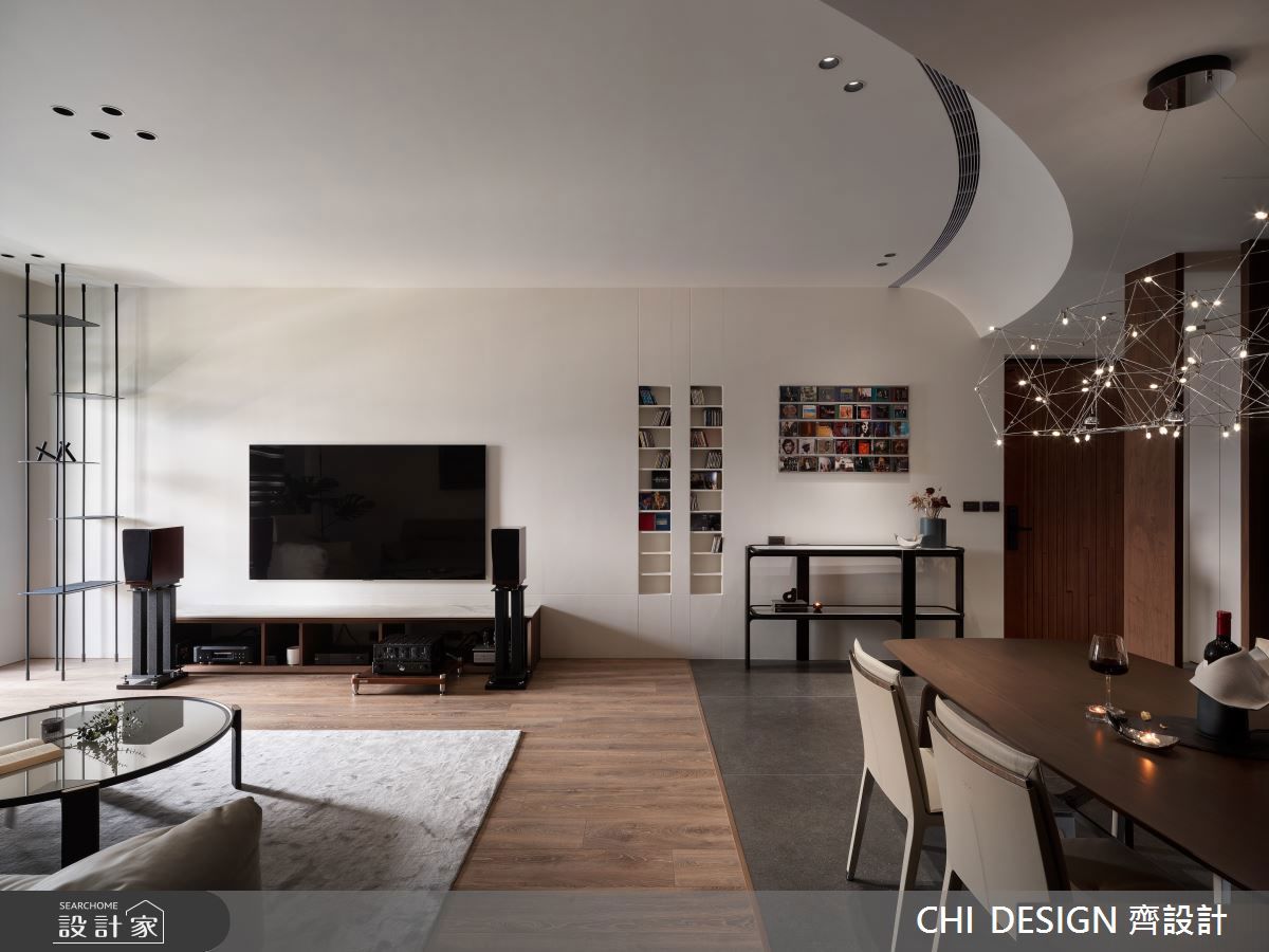 48坪預售屋的藝邸序曲，流動弧線與理性秩序兼具，為一家4口描繪幸福的質...