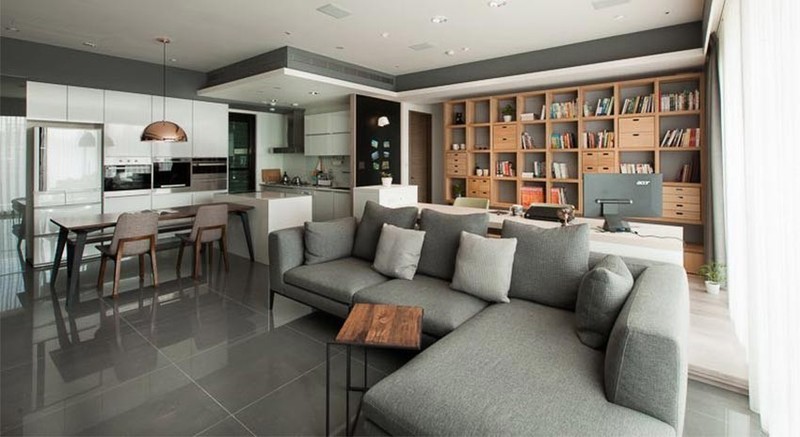 竹北 33 坪用書牆當展示的無印風公寓