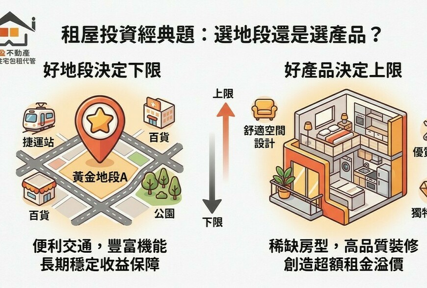 租屋投資經典題：選地段還是選產品？好地段決定下限，好產品決定上限