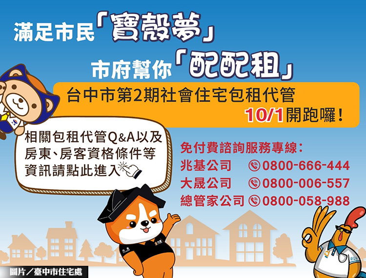 中市2期社宅包租代管 10/1開辦