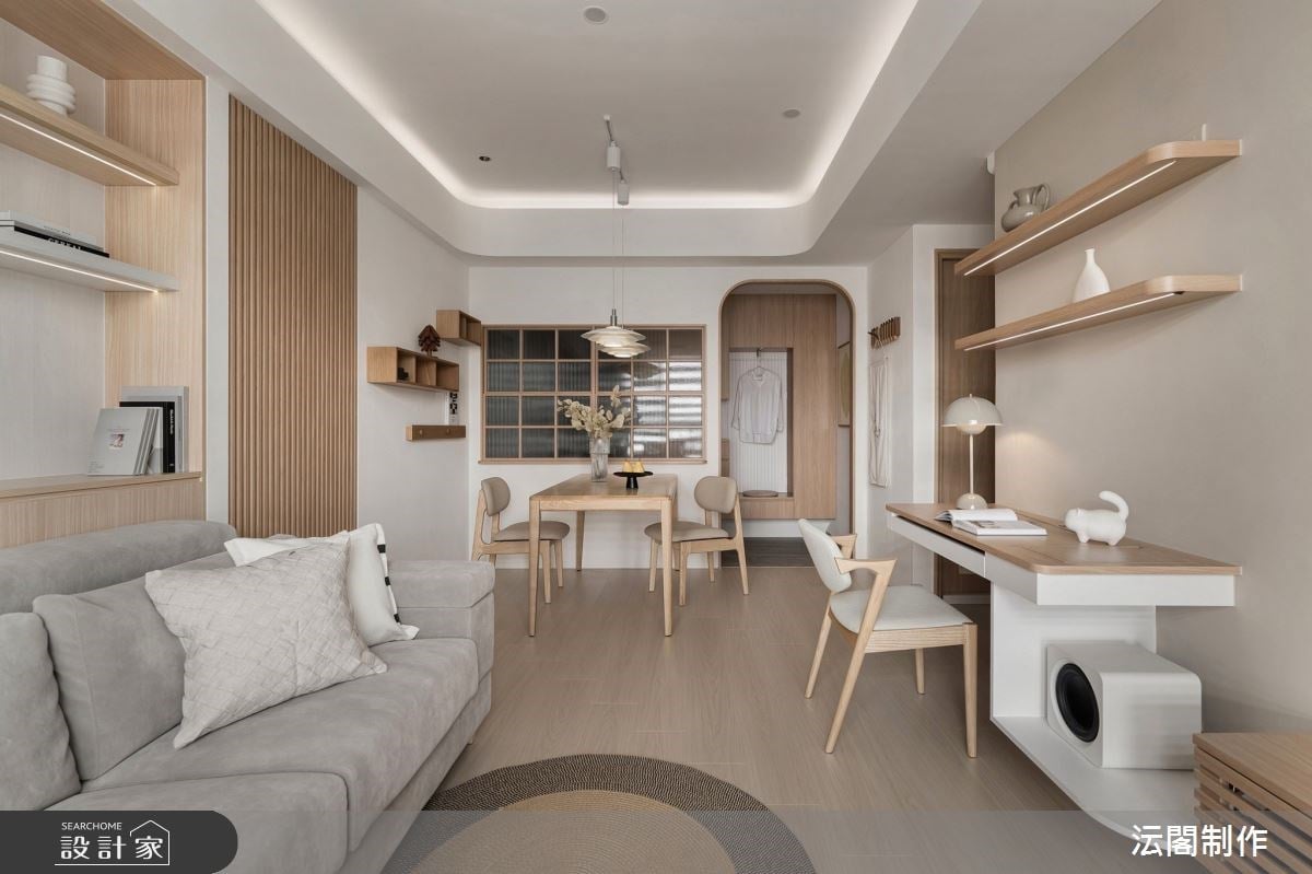 摹寫貓式生活的悠哉！18坪日式無印風建構兩房一廳舒適格局，晾曬人貓共...