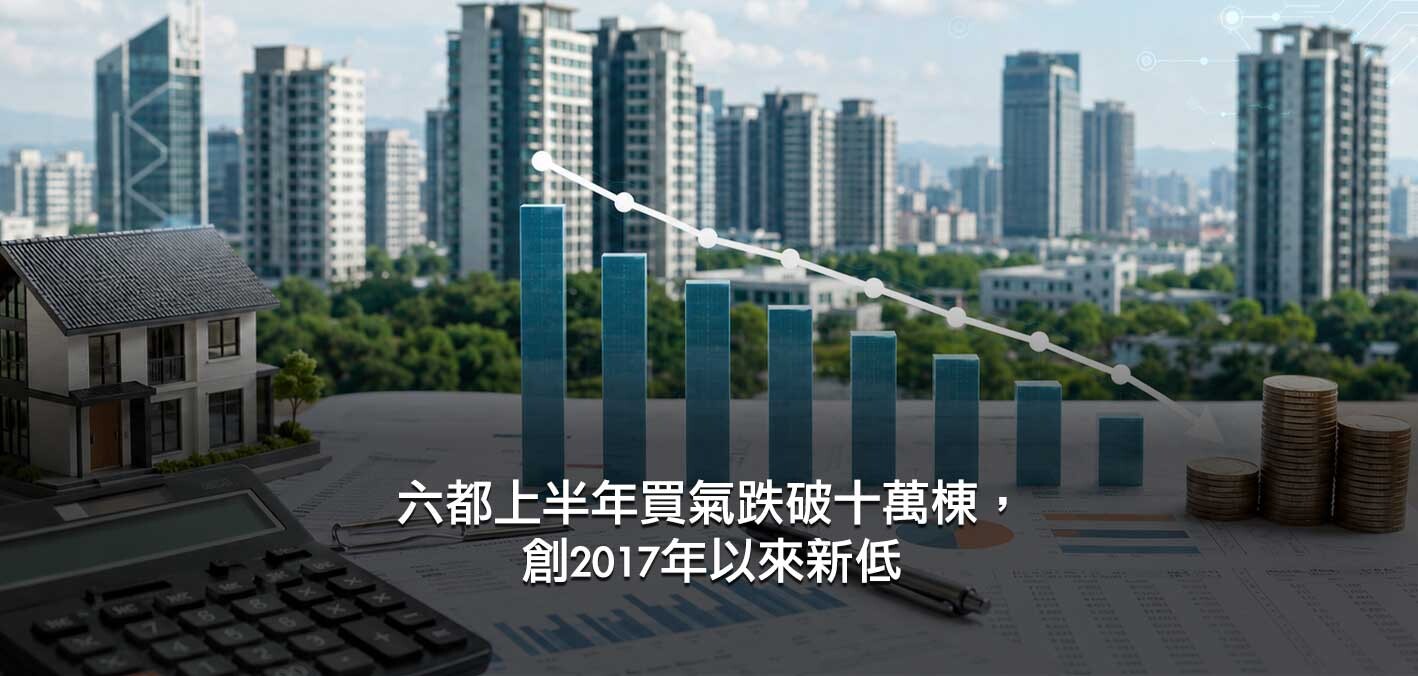六都上半年買氣跌破十萬棟，創2017年以來新低；台中、桃園成打房重災區