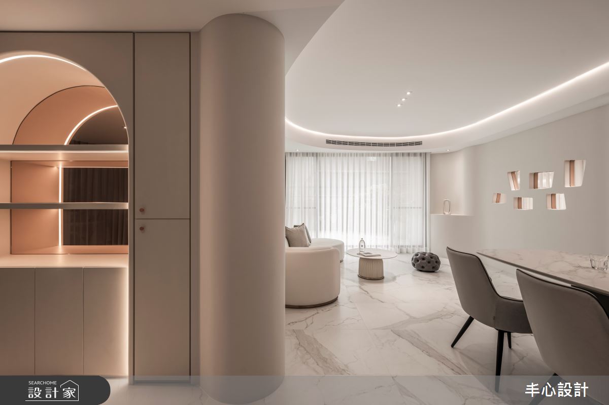 如冰淇淋般絲滑優雅，弧形元素交織30坪美體空間