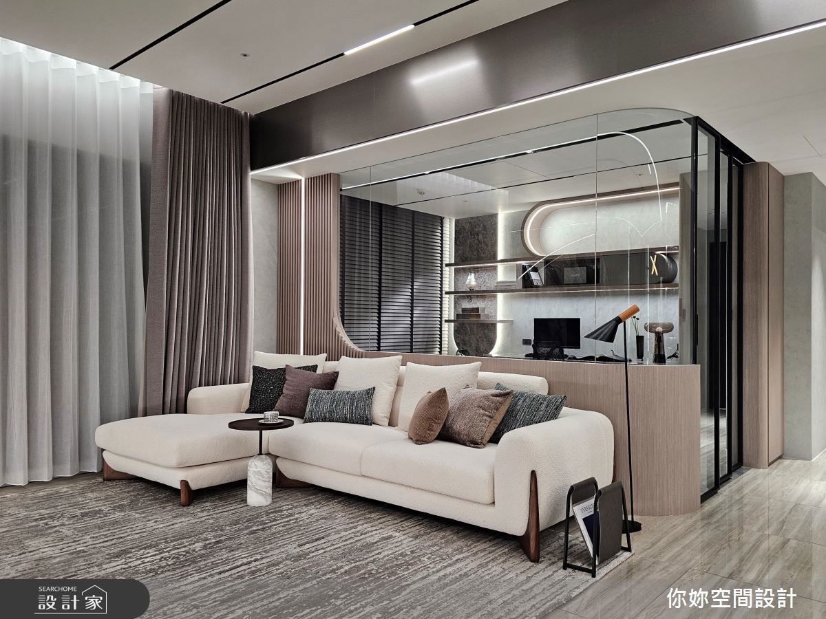 圓弧柔光中的現代輕奢日常，37.5坪四房宅的靜謐魅力