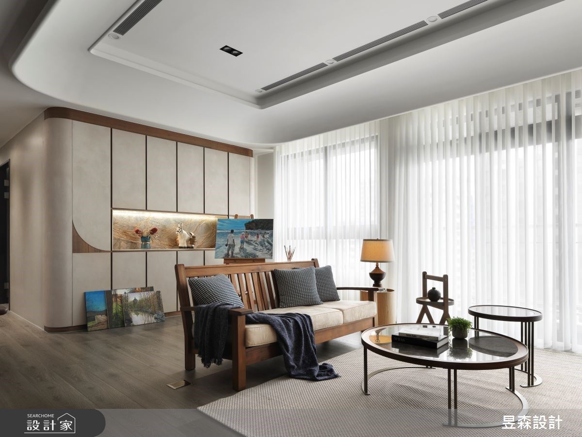 優雅大地色刷出混搭風！光感大客廳作畫、中島吧台小酌的質感好生活