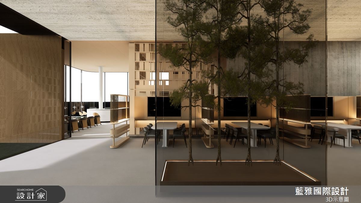 飛躍屋簷與天際線相連！清水模與木質調延展原始風貌，洽談區、咖啡吧檯...