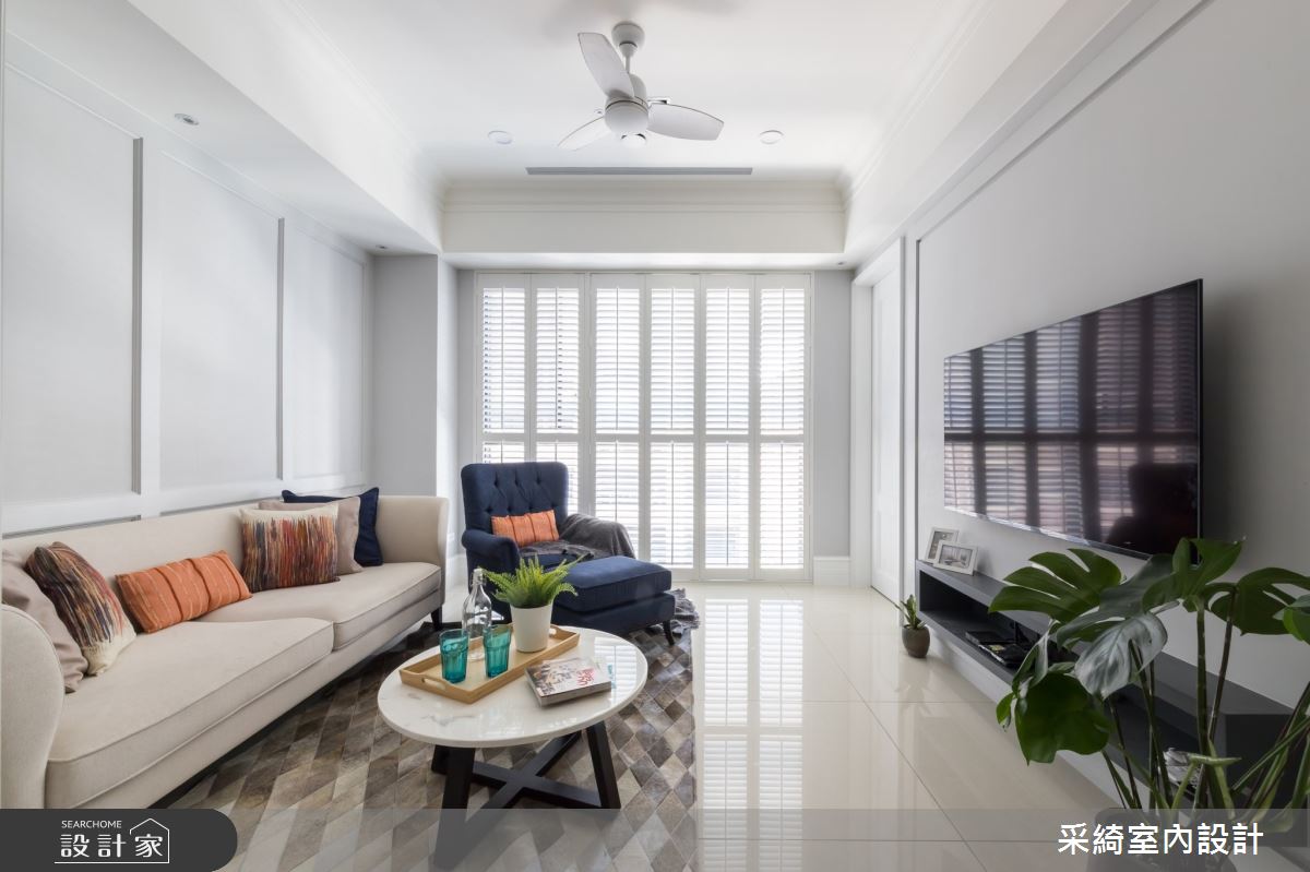 半毛胚變身46坪美式風宅邸！莫蘭迪色彩蔓延一室優雅，微調格局滿足全家...