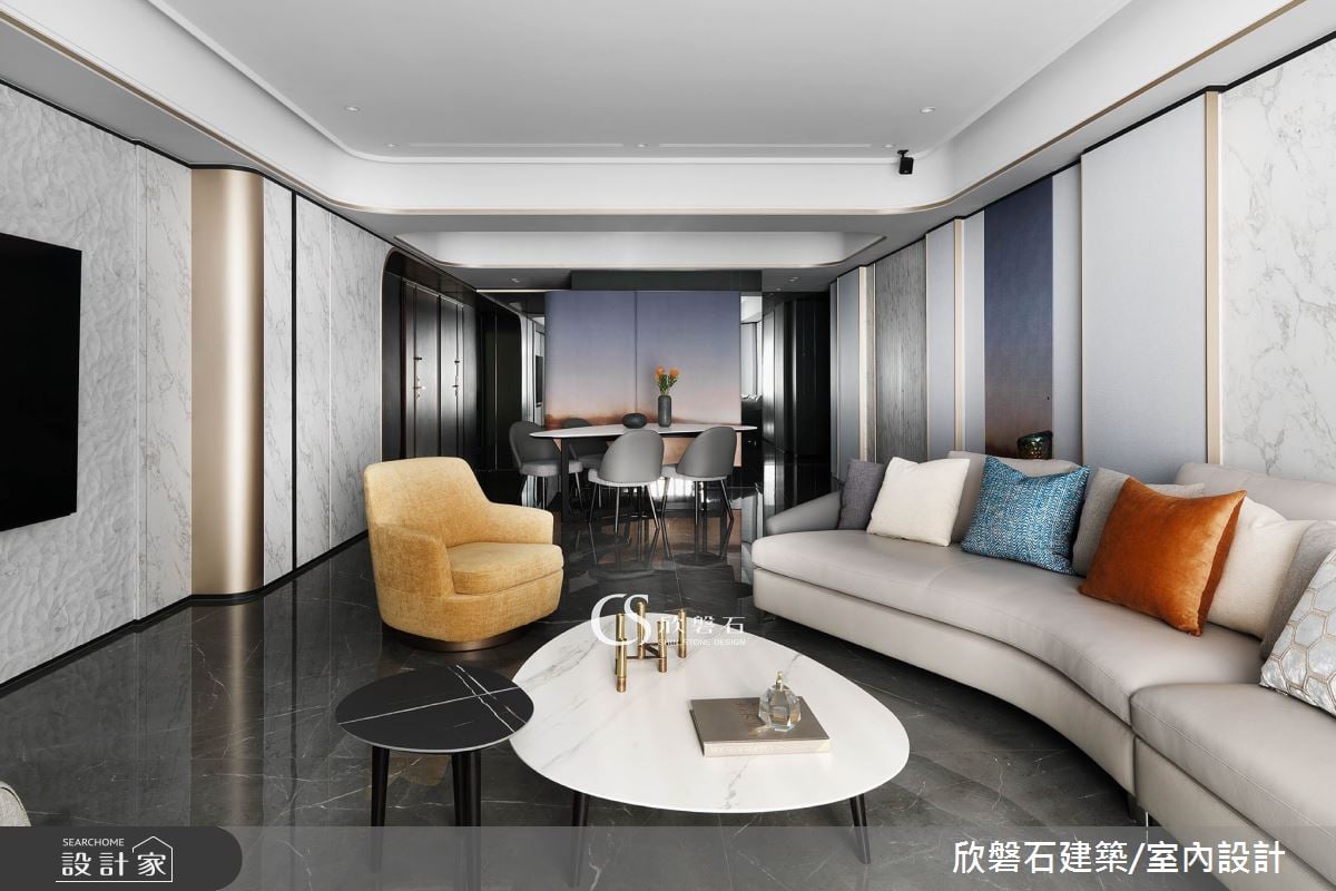 台中52坪現代風住宅，以大理石浮雕藝術電視牆鋪展精品隱奢日常