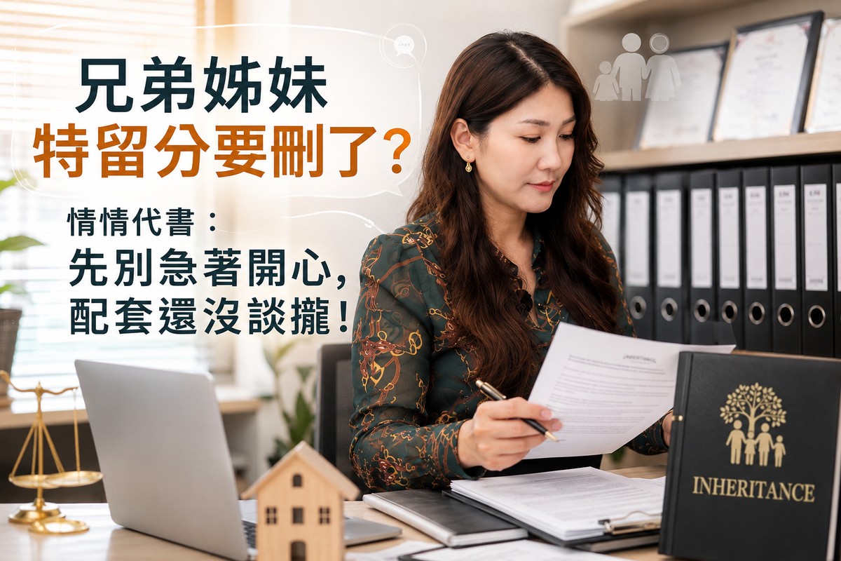 兄弟姊妹特留分要刪了？情情代書：先別急著開心，配套還沒談攏！
