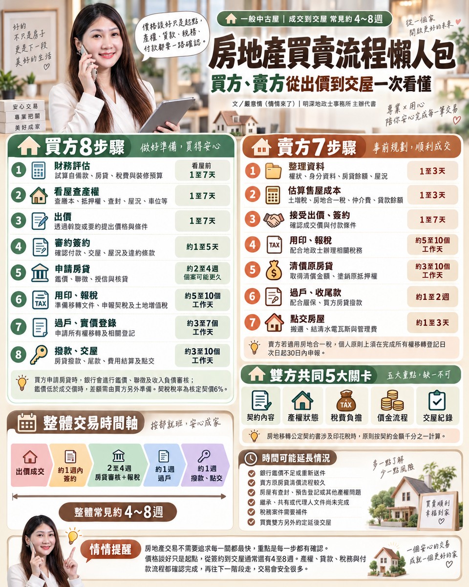 房地產買賣流程懶人包|買方、賣方從出價到交屋一次看懂