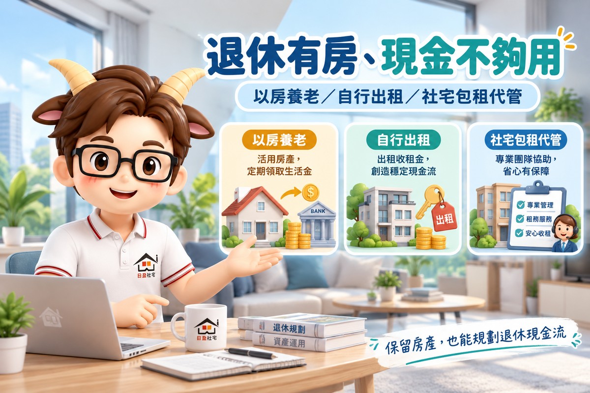 退休有房、現金不夠用｜以房養老、自行出租、社宅包租代管3種現金流一次看