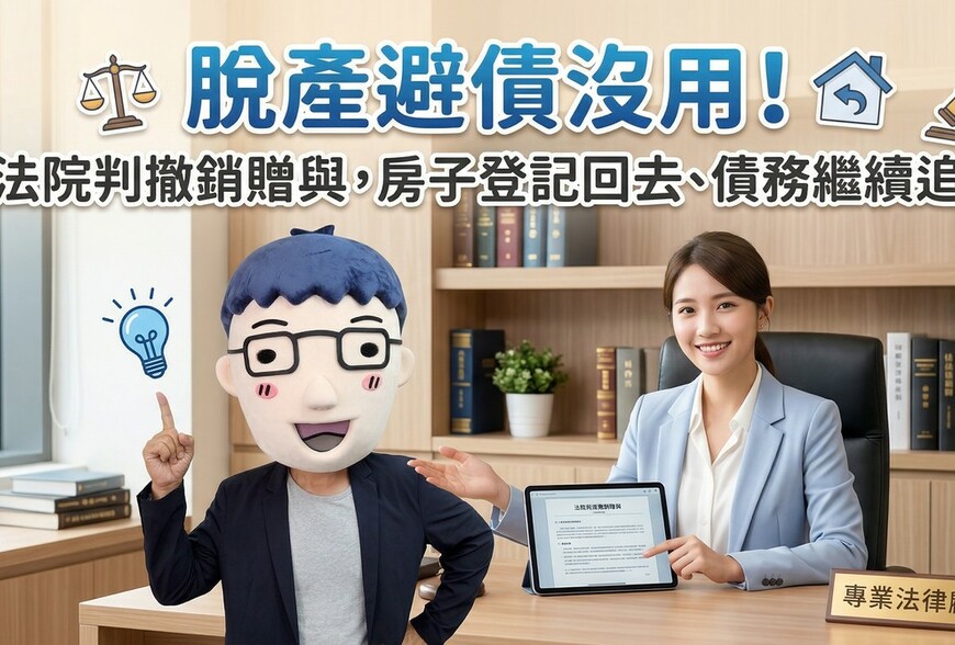 脫產避債沒用！法院判撤銷贈與，房子登記回去、債務繼續追