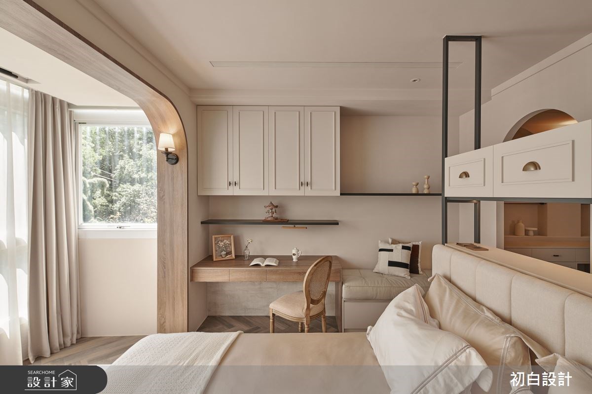 10坪套房洋溢微甜氛圍，奶茶色X弧形設計讓老屋像AESOP般，擁有質感寢臥...