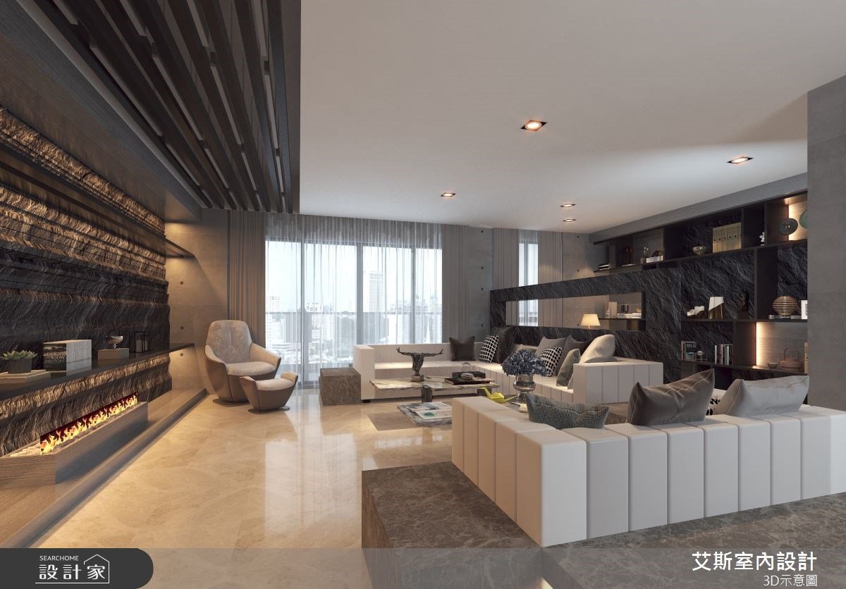 奢石、薄磚與特殊塗料建構 50 坪現代風豪邸，讓夫妻享受退而不休的樂活...