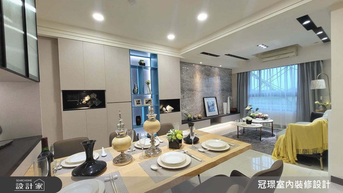 精細設計客製38.7坪現代感預售屋 淡雅藍色與大器石紋完美展現療癒系私宅