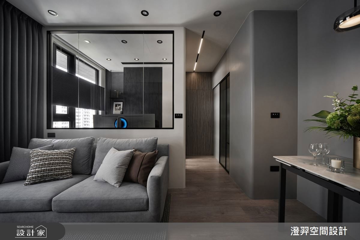 新店單身宅的即興速寫！隱形設計化收納為牆面造型，藝術塗料與特色板材...