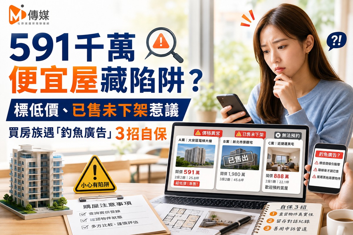 591千萬便宜屋藏陷阱？標低價、已售未下架惹議　買房族遇「釣魚廣告」3...