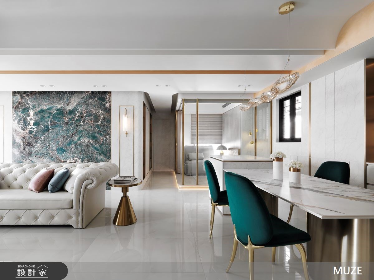一展高級感的純白寓所！從優雅湖水綠、鍍金線條出發，讓歐美大宅瀰漫輕...