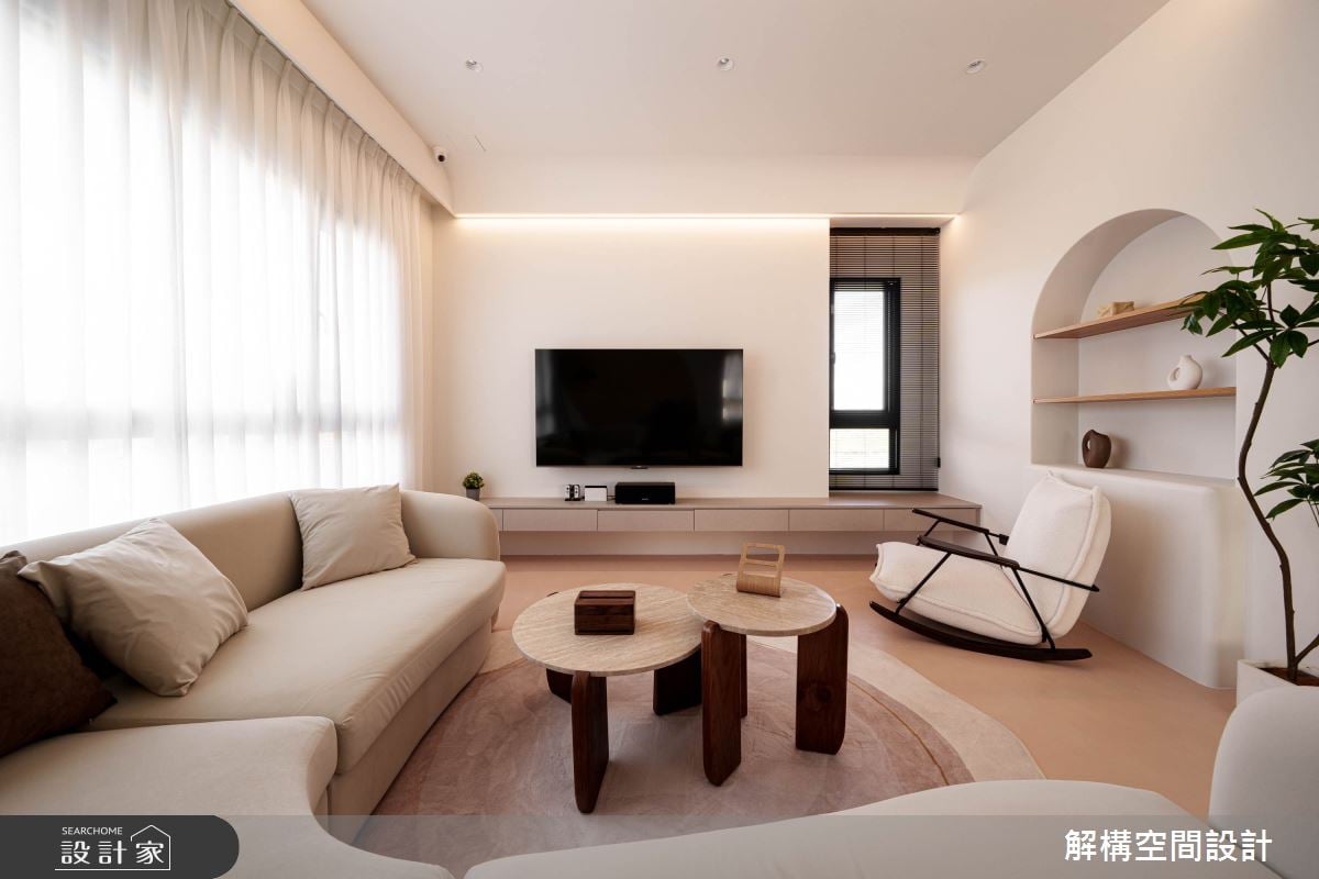 弧形X奶油色解構柔弧之境！宜蘭三星透天別墅讓空間學會深呼吸