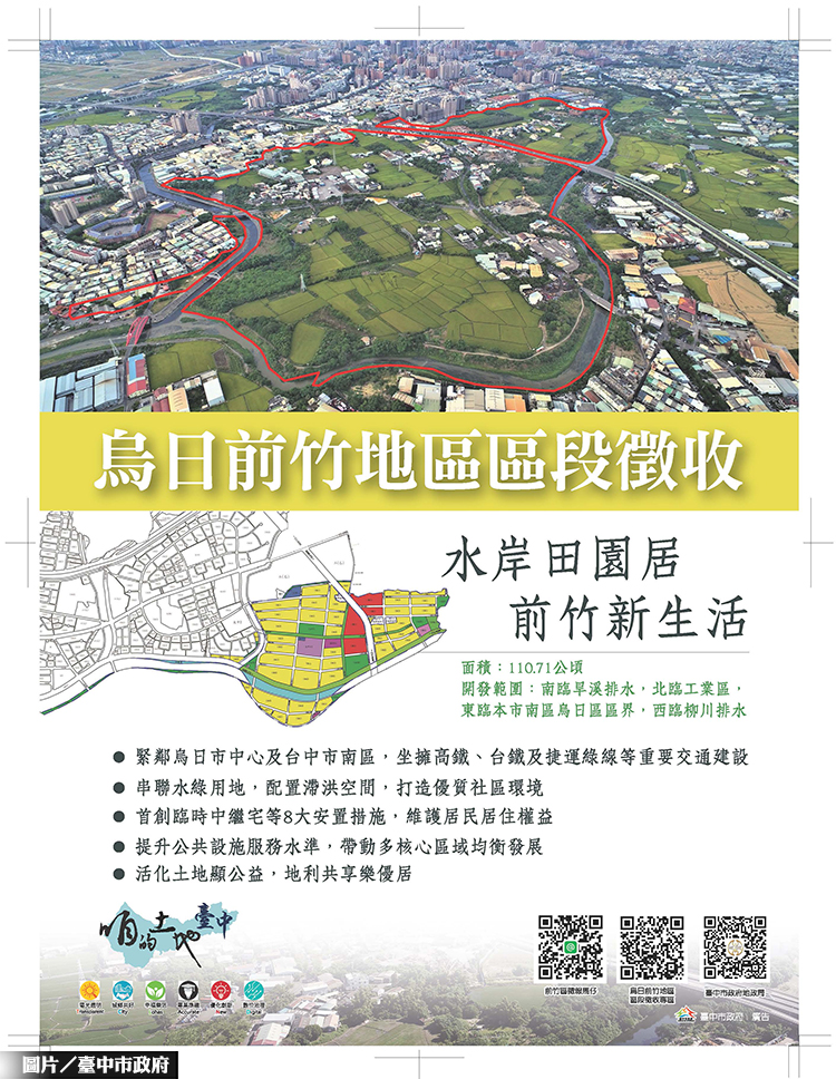 烏日前竹區段徵收 推8大安置措施