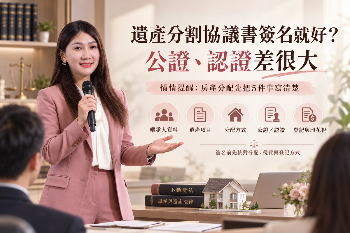 遺產分割協議書簽名就好?公證、認證差很大　情情提醒：房產分配先把5件...