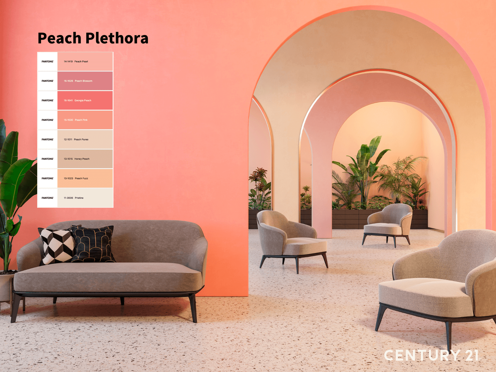 蜜桃漸層Peach Plethora調色盤。(圖片來源_21世紀不動產）