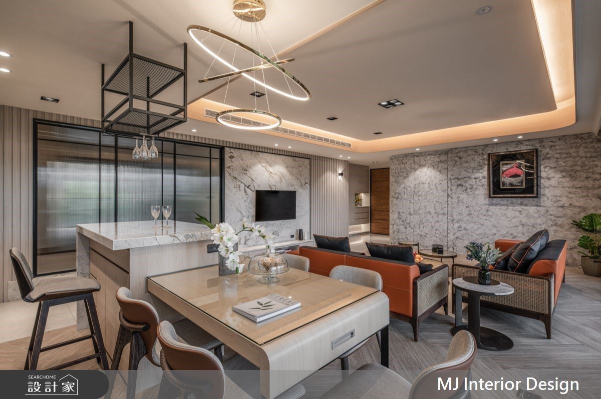 50坪毛胚屋訂製家宴輕奢宅，化解長形屋格局、串聯綠意窗景