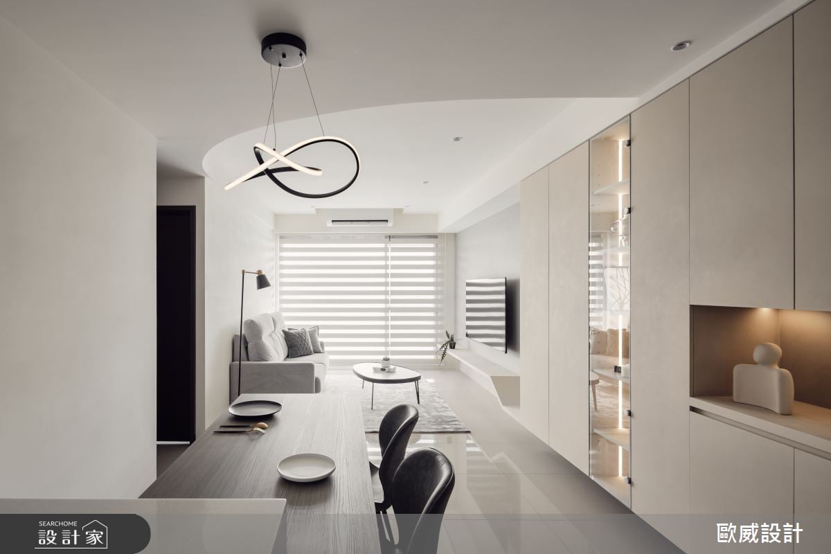 夢想中白色療癒北歐宅！弧形線條交織清水模、藝術塗料，創造輕盈流動的...