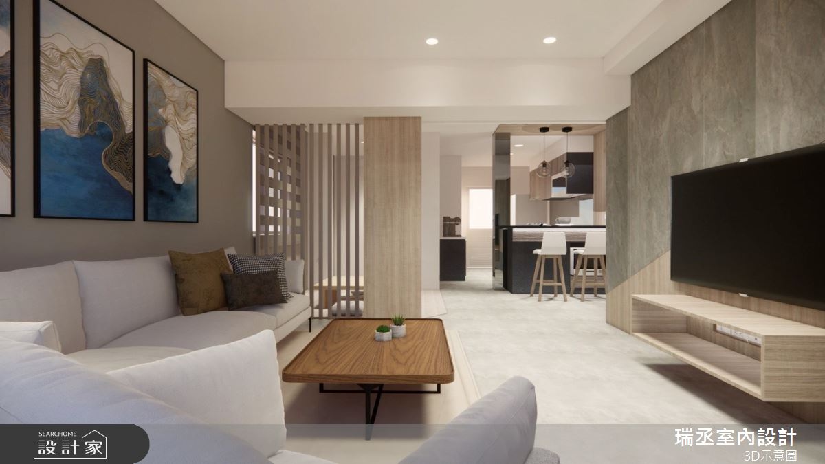 老屋變身現代質感透天別墅！木紋與格柵鋪敘溫馨氛圍，中島廚房與多功能...