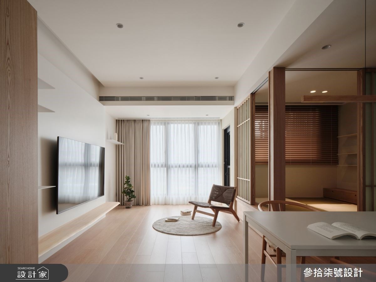 16坪日式小宅兼具寬敞公領域、多功能客房與海量收納，善用彈性隔間，兩...
