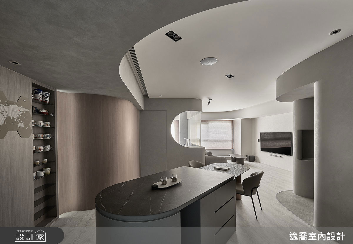 弧形解構不佳動線，餐桌轉向打開家的互動風景！重新定義線條，讓家回歸...