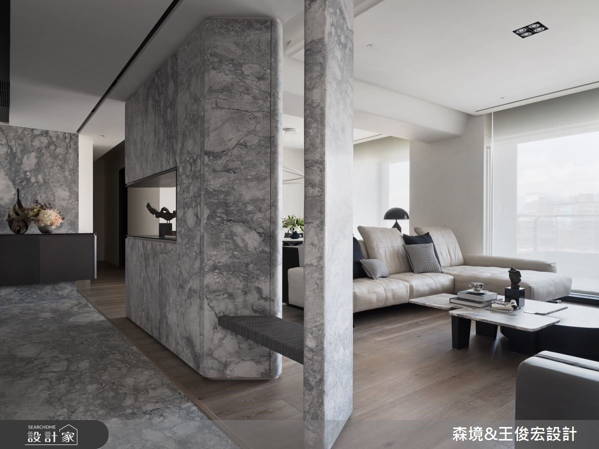 圓弧導角延伸華麗宛轉，40坪大理石低調雍容退休宅