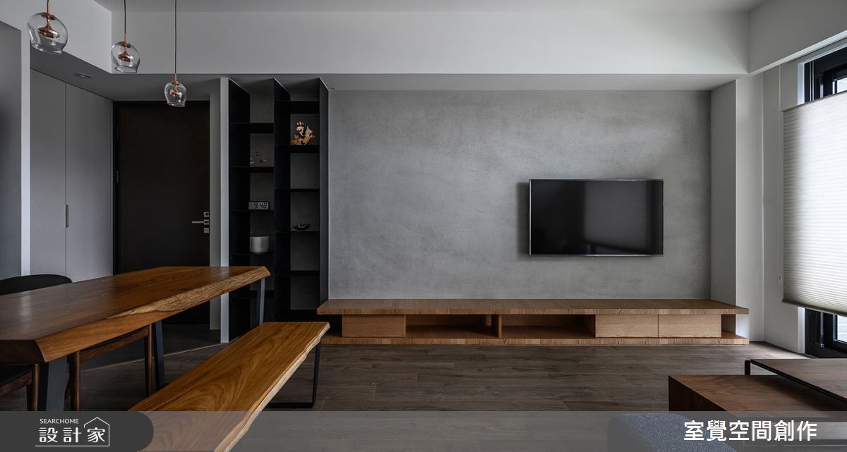 15坪現代風小公寓，加入輕工業風元素「灰階、黑鐵、暖木」突顯簡約美感