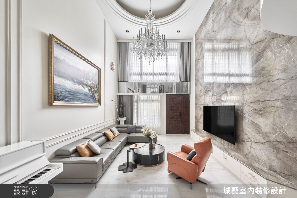 200坪挑高透天別墅一展美式新風貌!大器石材與奢華水晶燈揉捻靜奢氣韻