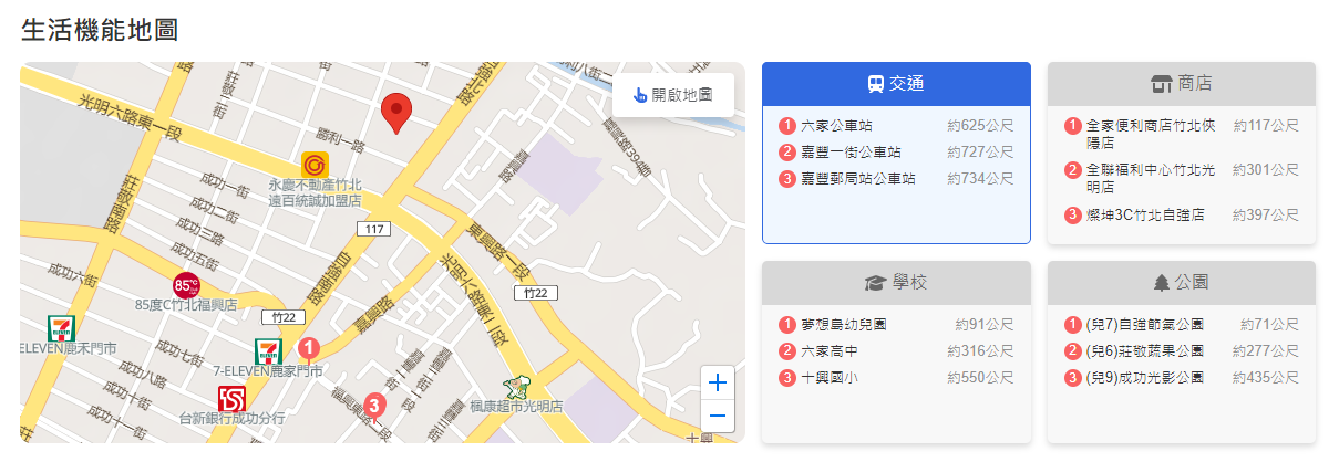 豐采520生活機能地圖(圖片來源 樂屋網)