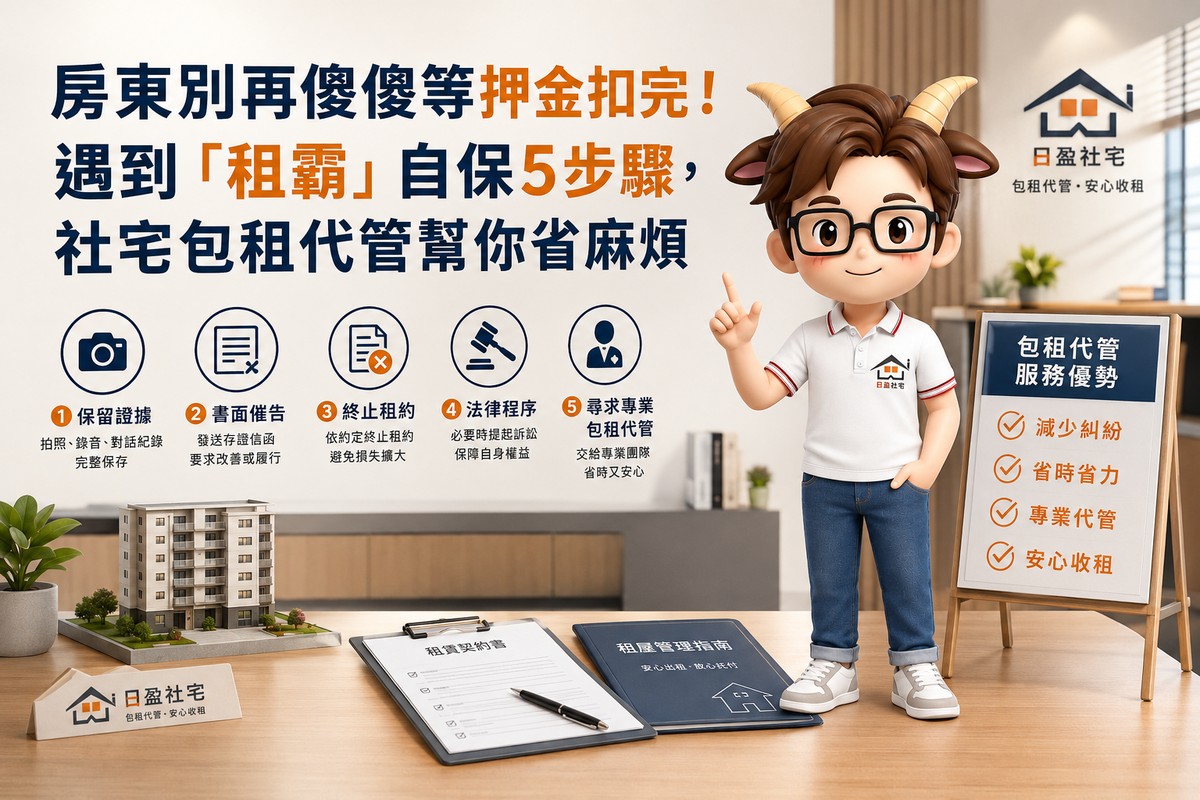 房東別再傻傻等押金扣完！遇到「租霸」自保5步驟，社宅包租代管幫你省麻煩