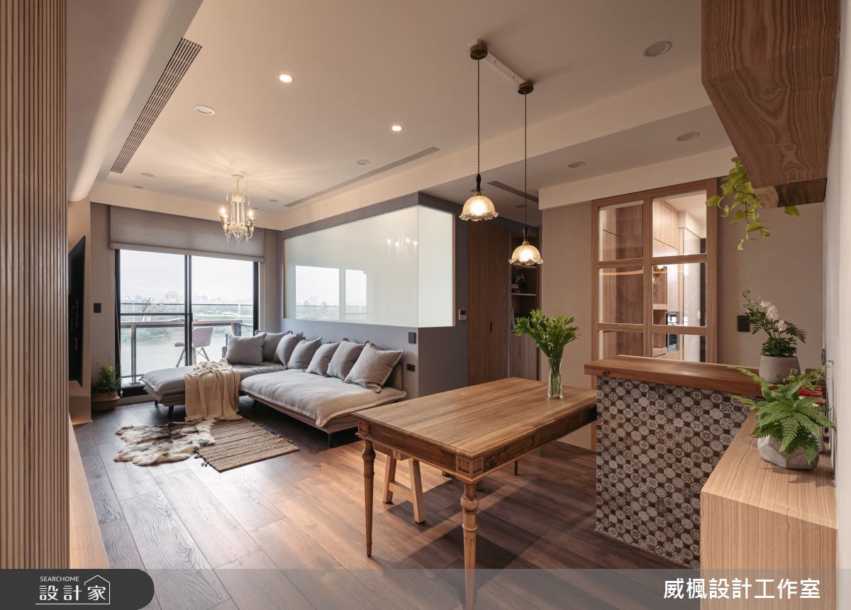 溫潤木質+造型花磚，圓夢心目中的斯堪地納維亞風！彈性隔間為親子宅留有...