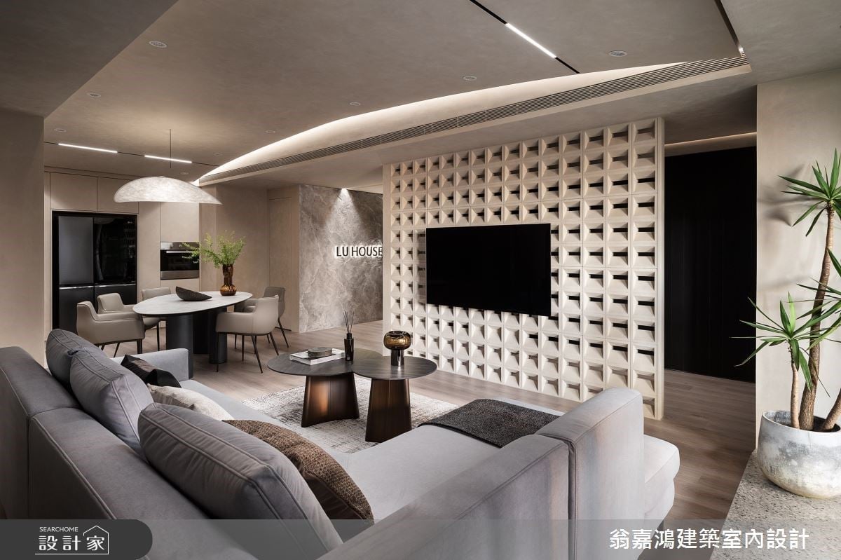 解構侘寂靜奢宅的魅力哲學!台南35坪新成屋以特殊塗料、細緻光影層疊品味...