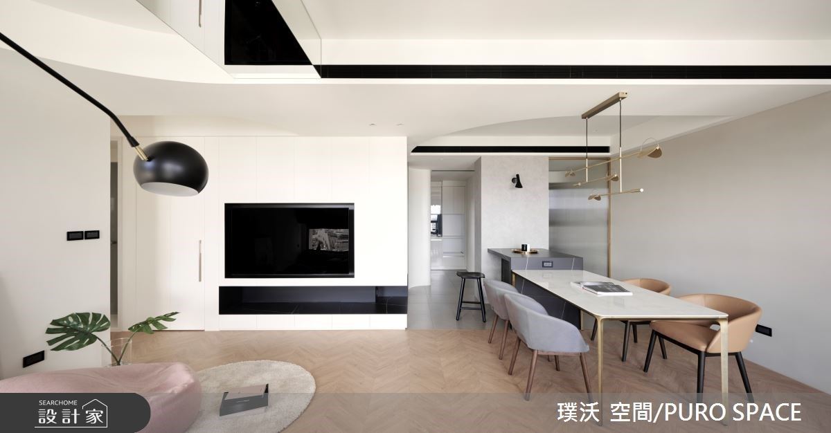 重塑新成屋模糊格局！長桌、長沙發無限放大白淨溫暖現代小宅