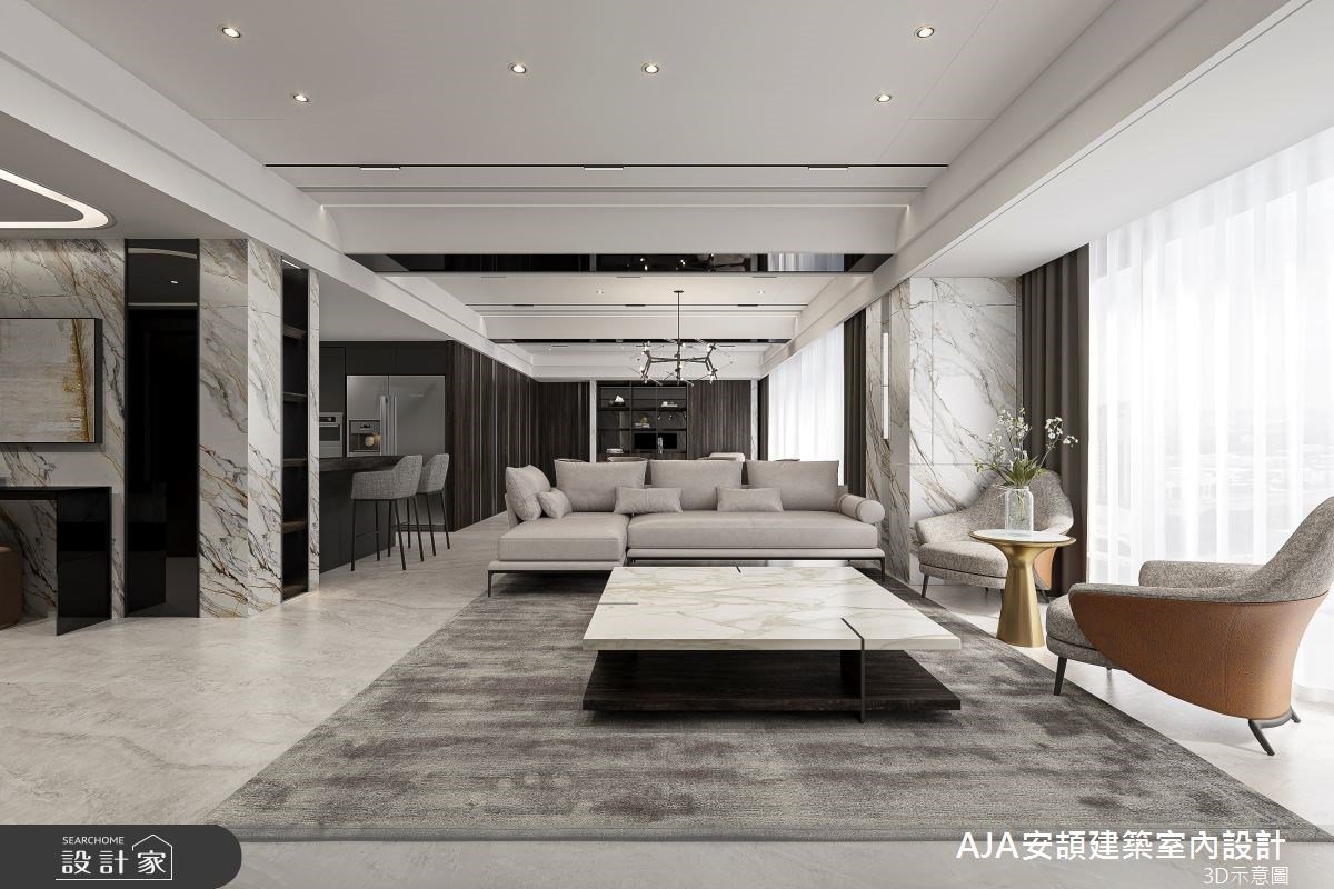 現代簡約風的大器時尚感！以天然純白石材，烘托迷人的輕奢豪宅