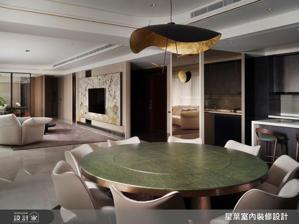 桃園 108 坪豪宅設計！細膩梳理空間演繹大器格局，用透光石材牆、歐規中...