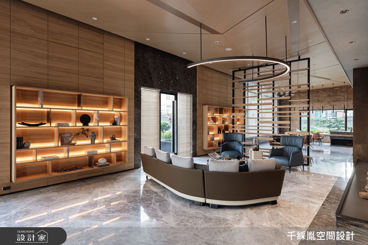 複合媒材與幾何元素交織，90坪現代大廳重現細膩建築工藝